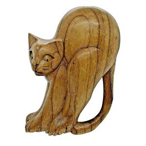 Scaredy Cat Handmade Wood Halloween Cat Figurine Cat Mom Dad
